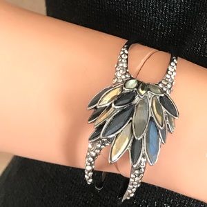 Alexis Bittar hinged crystals bracelet/cuff in gunmetal setting. New no tag
